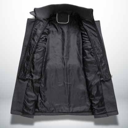 Manteau Peacoat en Laine Mélangée pour Homme – Veste à Double Col avec Fermeture Zippée Intégrale