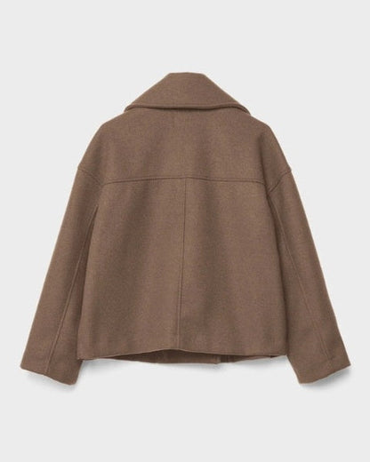 Manteau court femme croise en laine - Minimaliste et elegant