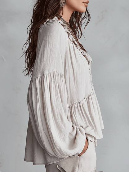 Blouse bohème femme à volants – Style vintage léger et romantique