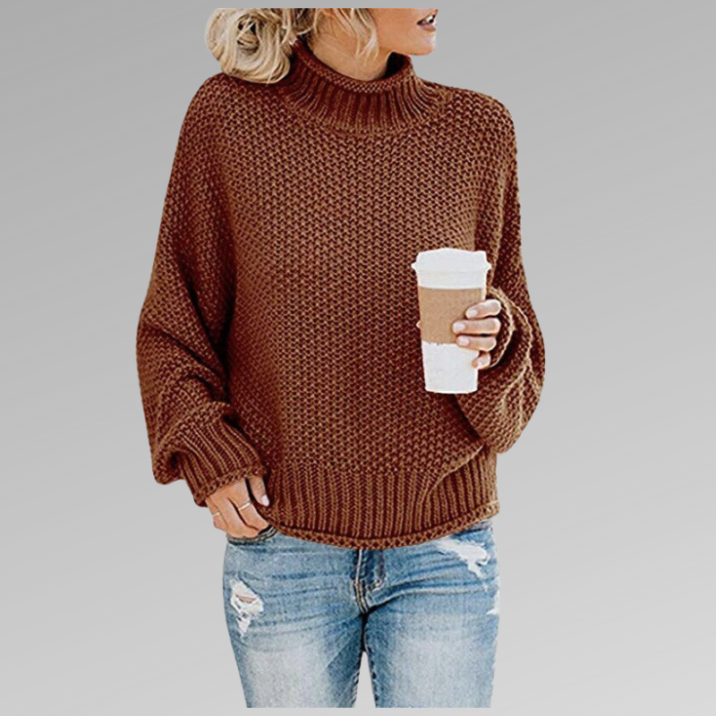 Pull Col Roulé Oversize En Maille Pour Femme – Pull Ample Confortable