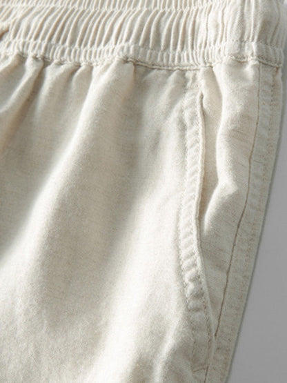 Ensemble Homme Été Coton Lin – Chemise Manches Courtes et Pantalon Décontracté