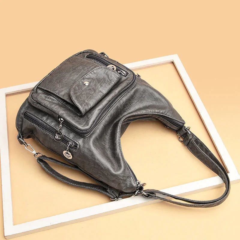 Sac à Épaule Spacieux en Cuir Souple pour Femme – Sac à Main Multi-Poches