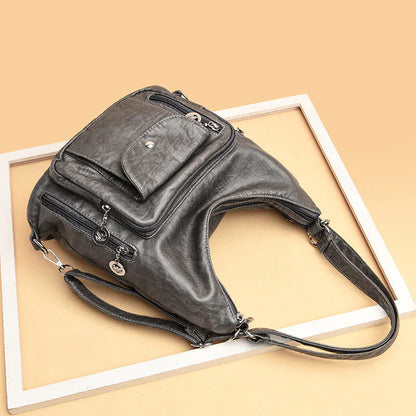 Sac à Épaule Spacieux en Cuir Souple pour Femme – Sac à Main Multi-Poches