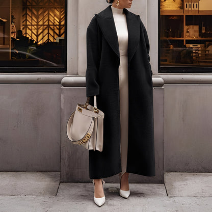 Manteau Long Oversize Élégant pour Femmes – Veste en Faux Laine Unie à Bouton Unique