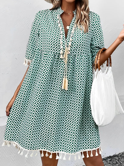 Robe ample imprimée pour l’été – Style décontracté avec détails bohèmes