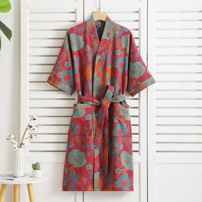 Peignoir en Coton Luxueux au Style Élégant Intemporel