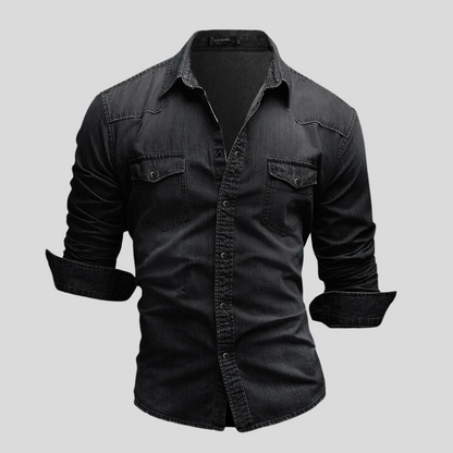 Chemise ajustée légère en jean à boutons homme – Style classique au quotidien