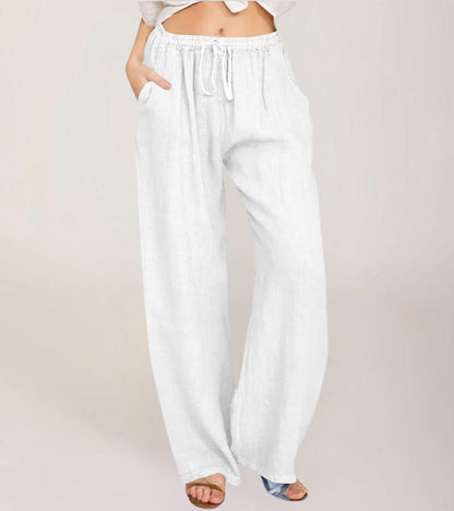 Pantalon Large Décontracté en Coton Femme – Pantalon d’Été Léger Taille Haute