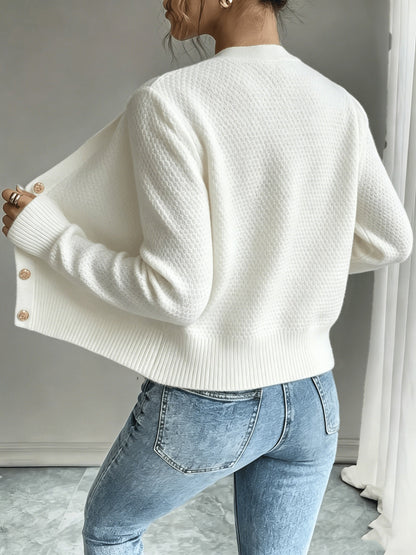 Cárdigan de punto trenzado para mujer con botones - Elegante y suave