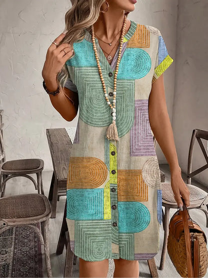Robe courte élégante à motifs géométriques pour femme