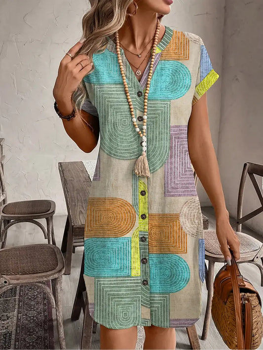 Robe courte élégante à motifs géométriques pour femme