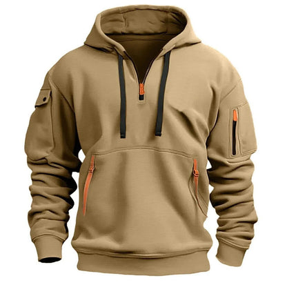 Sweat à Capuche Demi-Zip Décontracté Élégant pour Homme – Confortable