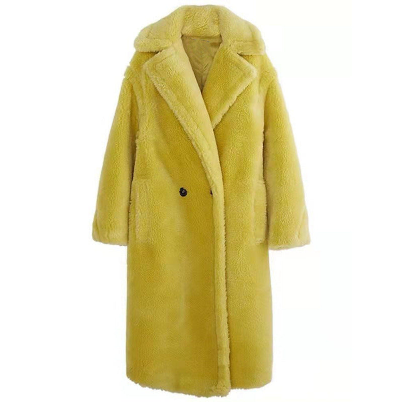 Premium long coat in imitation fur for women – Elegant and fluffy winter coat
