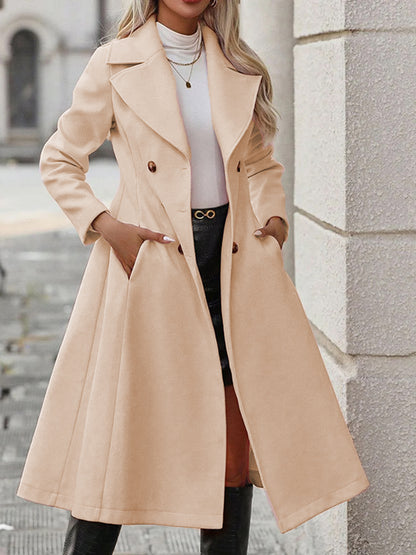 Trench long femme croise a revers - Decontracte et elegant