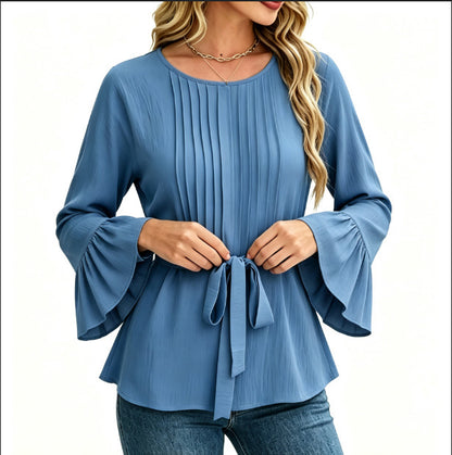 Blusa da donna tinta unita a maniche lunghe - Semplice ed elegante
