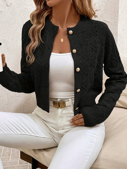 Cardigan femme boutonne ajoure - Elegant et leger