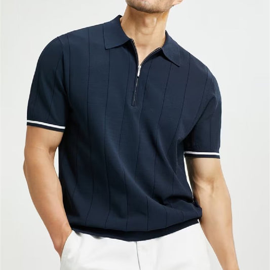 Men's short-sleeved shirt with style – Summer top with zipped collar
