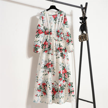 Robe Fleurie Polyvalente en Mousseline pour Femme – Style Élégant à Col Rond