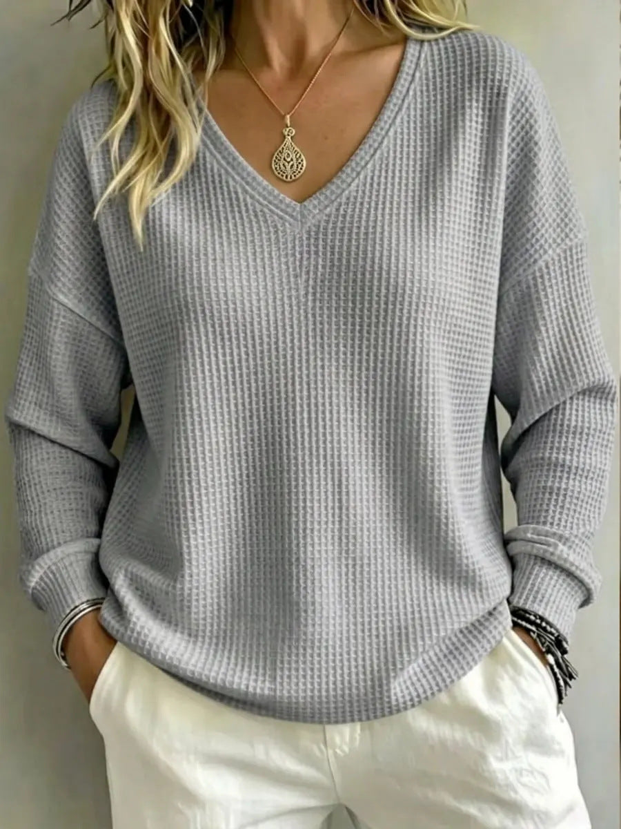Pullover casual con scollo a V da donna – Uno stile casual e confortevole per tutti i giorni
