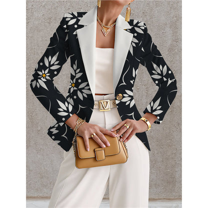 Marineblå blazer til kvinder med hvide prikker – Chic, elegant og afslappet stil