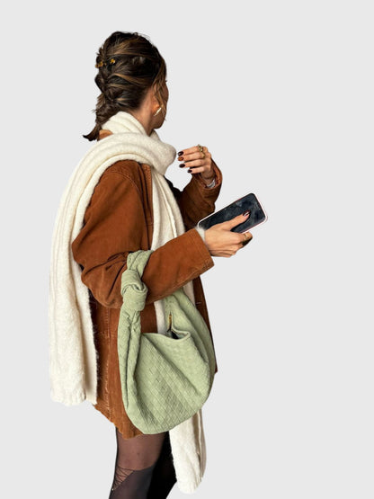 Sac Femme Moyen en Suédine Tressée – Style Élégant Noué au Quotidien
