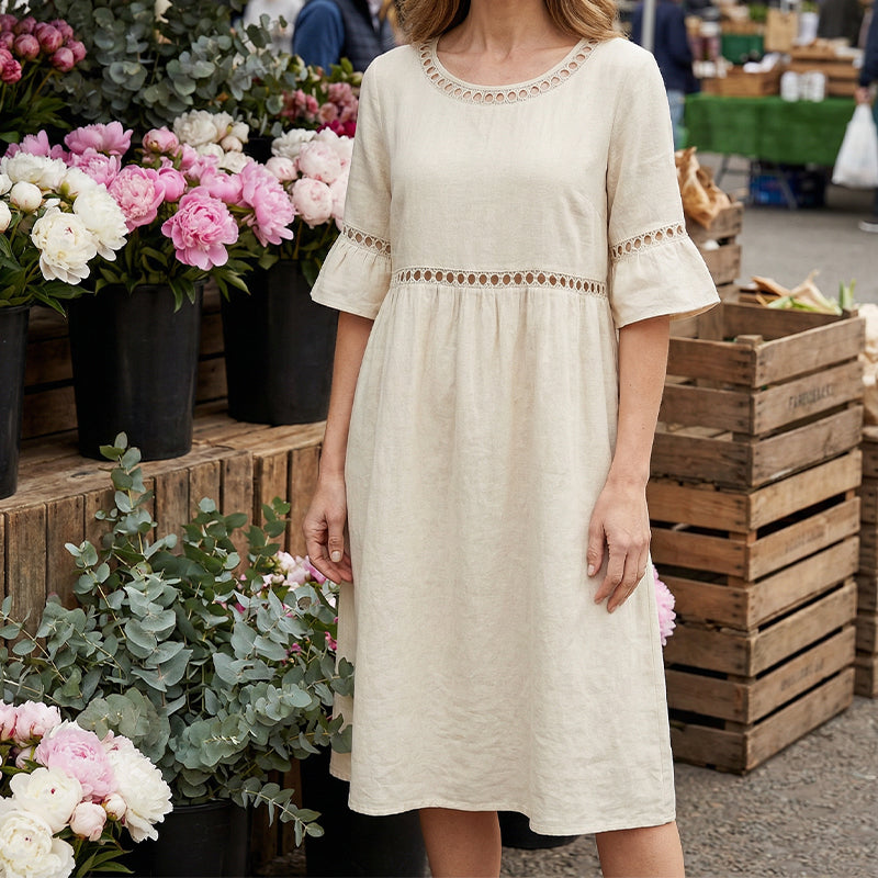 Robe midi femme ventre floute - Elegante et flatteuse