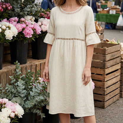 Robe midi femme ventre floute - Elegante et flatteuse