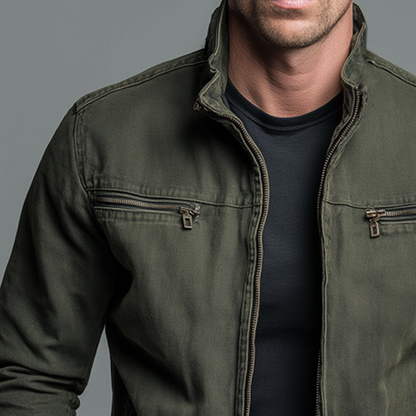 Men's cotton jacket vintage style - Zipped and casual