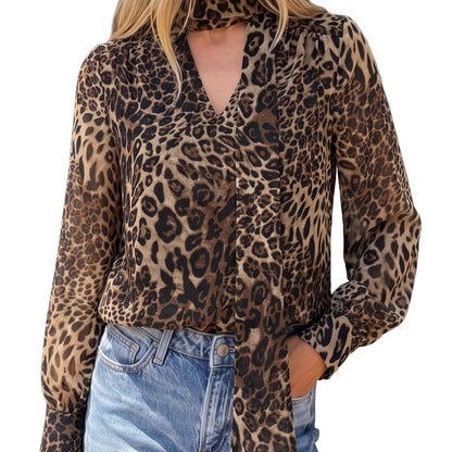 Camicia da donna con stampa leopardata - Retrò ed elegante