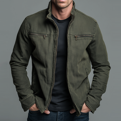 Men's cotton jacket vintage style - Zipped and casual