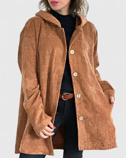 Veste à Capuche en Côtelé pour Femme – Manteau Décontracté Premium à Coupe Relax