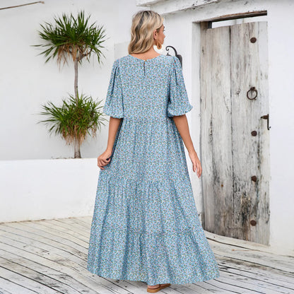 Chemise ample à col rond avec robe à manches mi-longues pour femmes