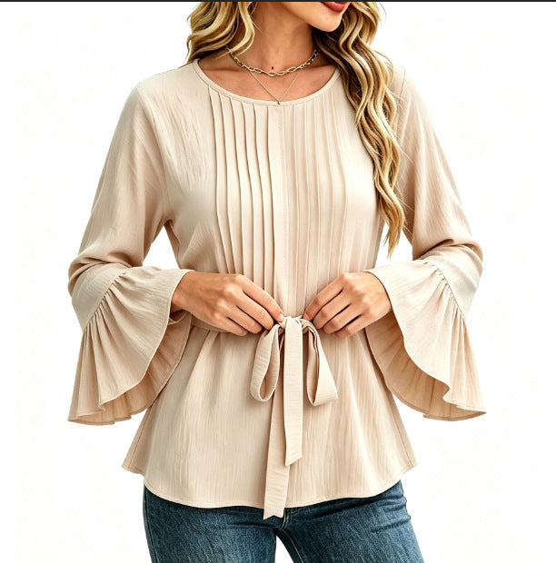 Blusa da donna tinta unita a maniche lunghe - Semplice ed elegante
