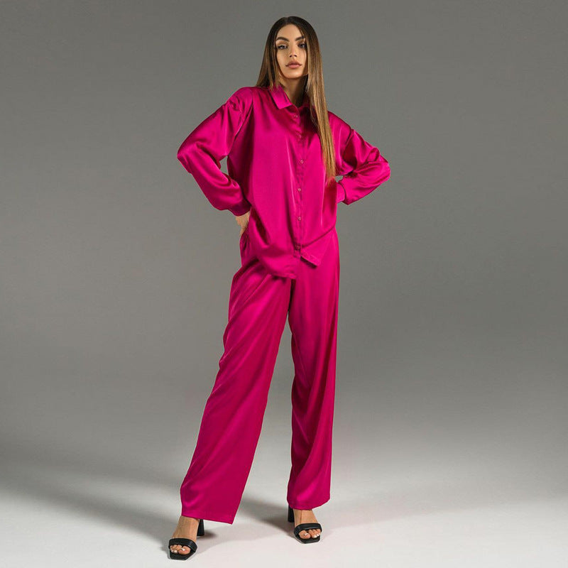 Ensemble Satin Femme – Haut avec Pantalon