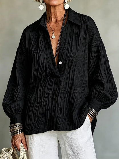 Women's long-sleeved V-neck shirt - Lightweight and elegant