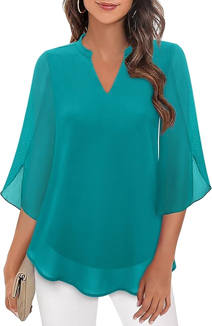 Blouse en Chiffon Élégante pour Femme – Haut Décontracté Coupe A-Line