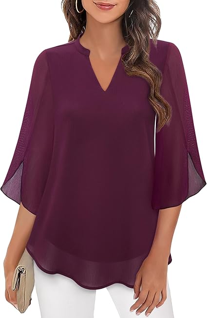 Blouse en Chiffon Élégante pour Femme – Haut Décontracté Coupe A-Line