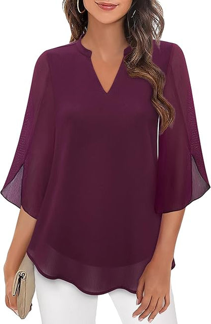 Blouse en Chiffon Élégante pour Femme – Haut Décontracté Coupe A-Line