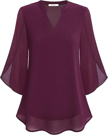 Blouse en Chiffon Élégante pour Femme – Haut Décontracté Coupe A-Line