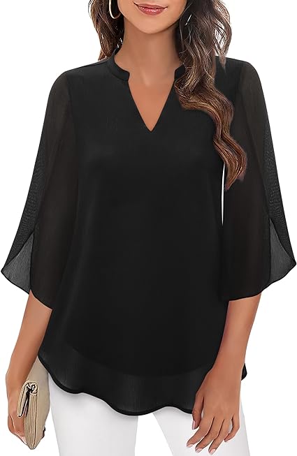 Blouse en Chiffon Élégante pour Femme – Haut Décontracté Coupe A-Line