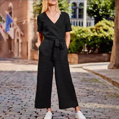Combinaison femme color block a manches courtes coupe ample