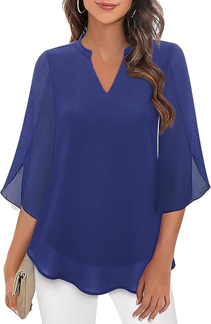 Blouse en Chiffon Élégante pour Femme – Haut Décontracté Coupe A-Line