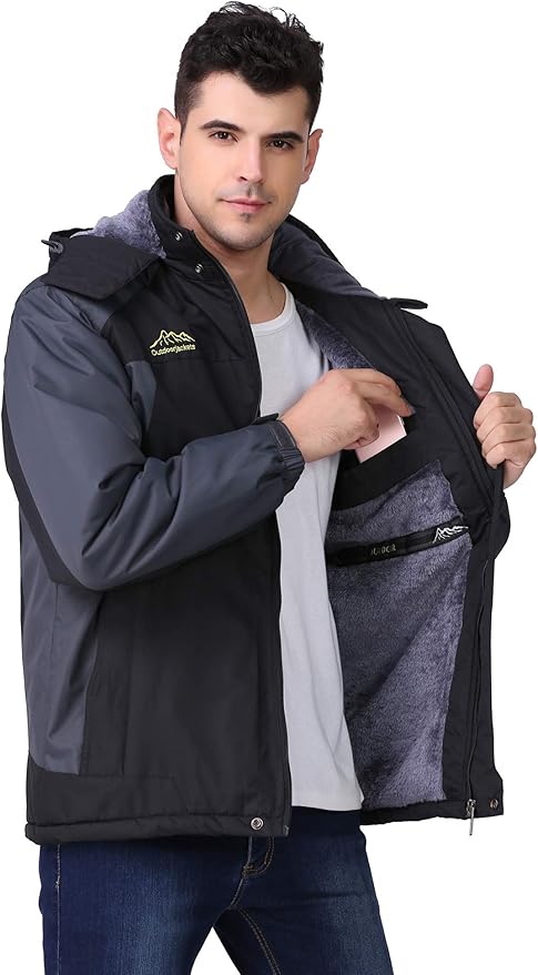 Veste Homme Premium Extérieur Doublée en Polaire – Manteau à Capuche Imperméable