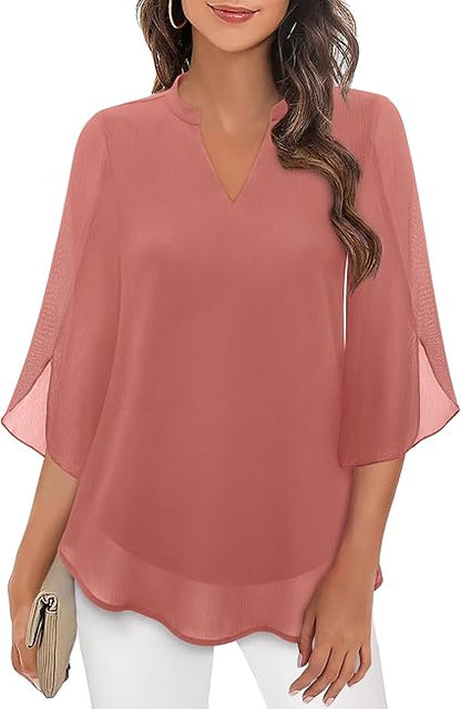 Blouse en Chiffon Élégante pour Femme – Haut Décontracté Coupe A-Line
