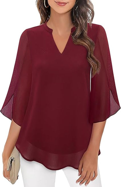 Blouse en Chiffon Élégante pour Femme – Haut Décontracté Coupe A-Line