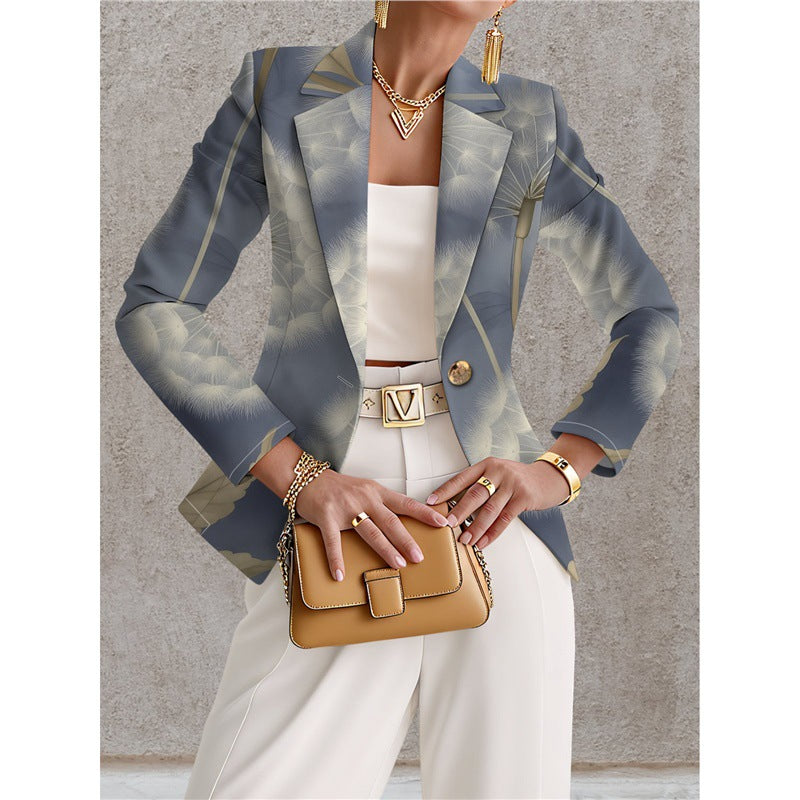 Marineblå blazer til kvinder med hvide prikker – Chic, elegant og afslappet stil