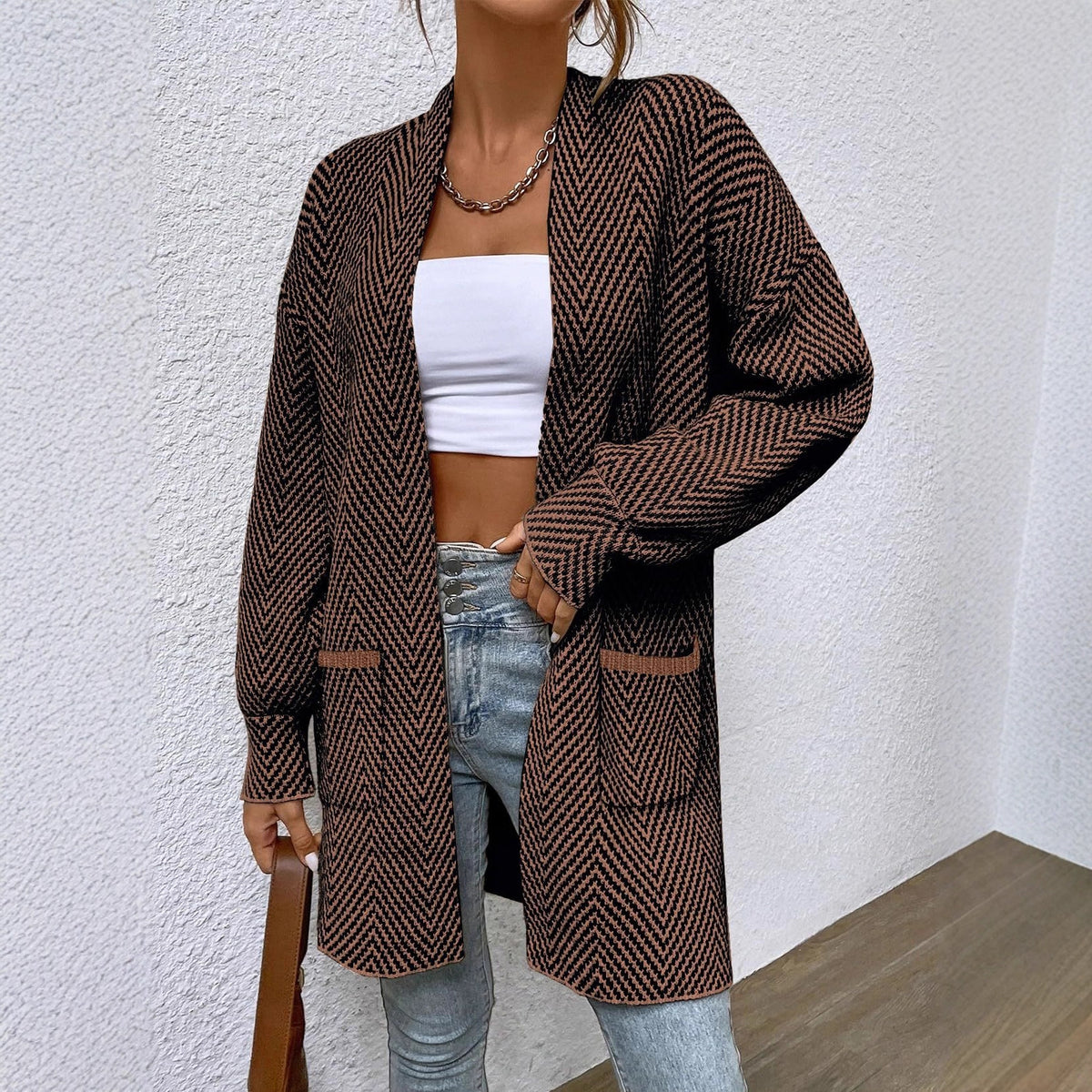 Long women's sweater with pockets - Loose and casual