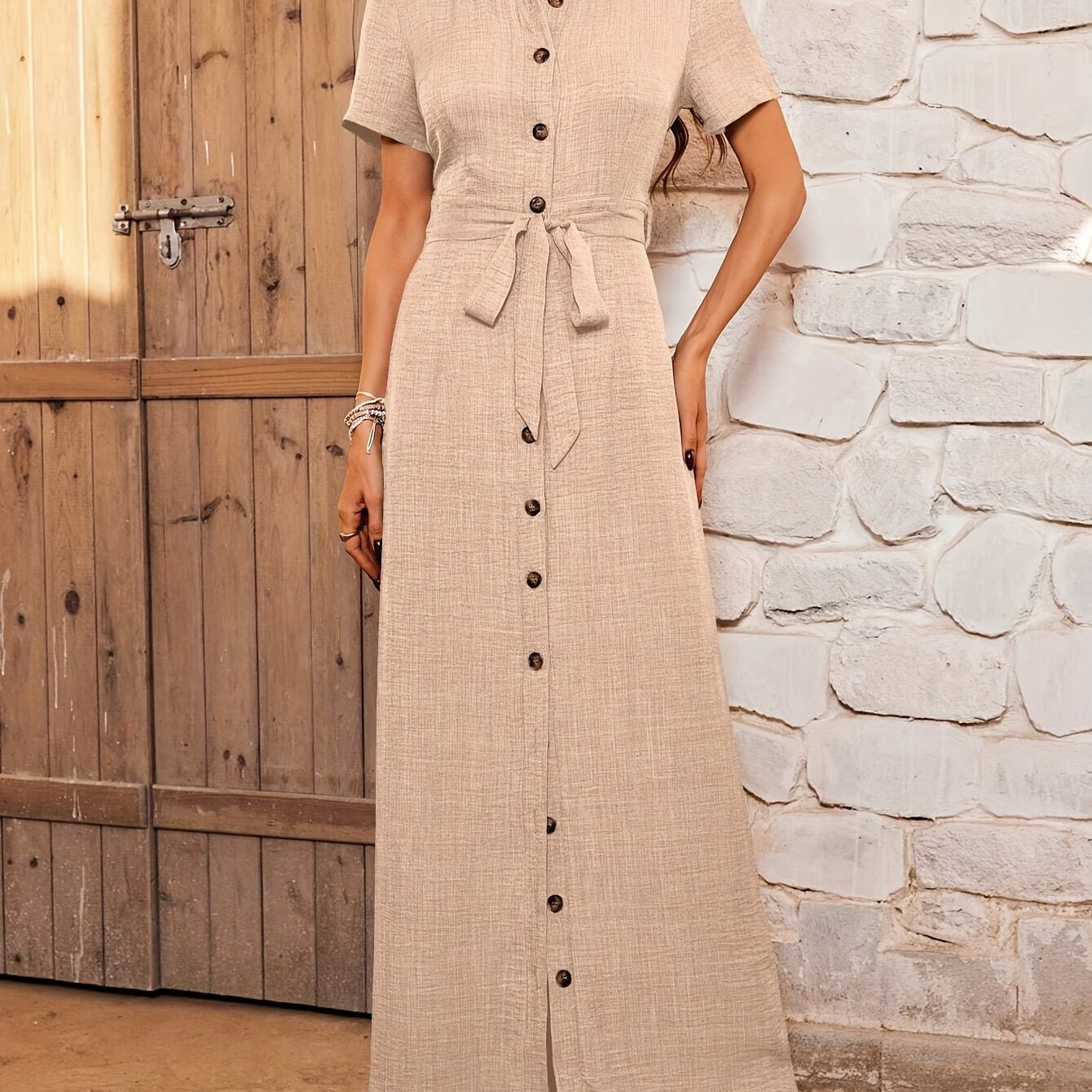 Robe Longue Élégante Femme à Boutonnage Simple – Fluide, Légère, Flatteuse