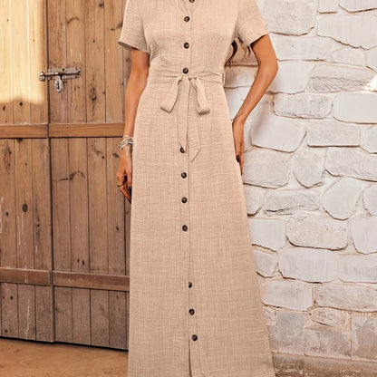 Robe Longue Élégante Femme à Boutonnage Simple – Fluide, Légère, Flatteuse