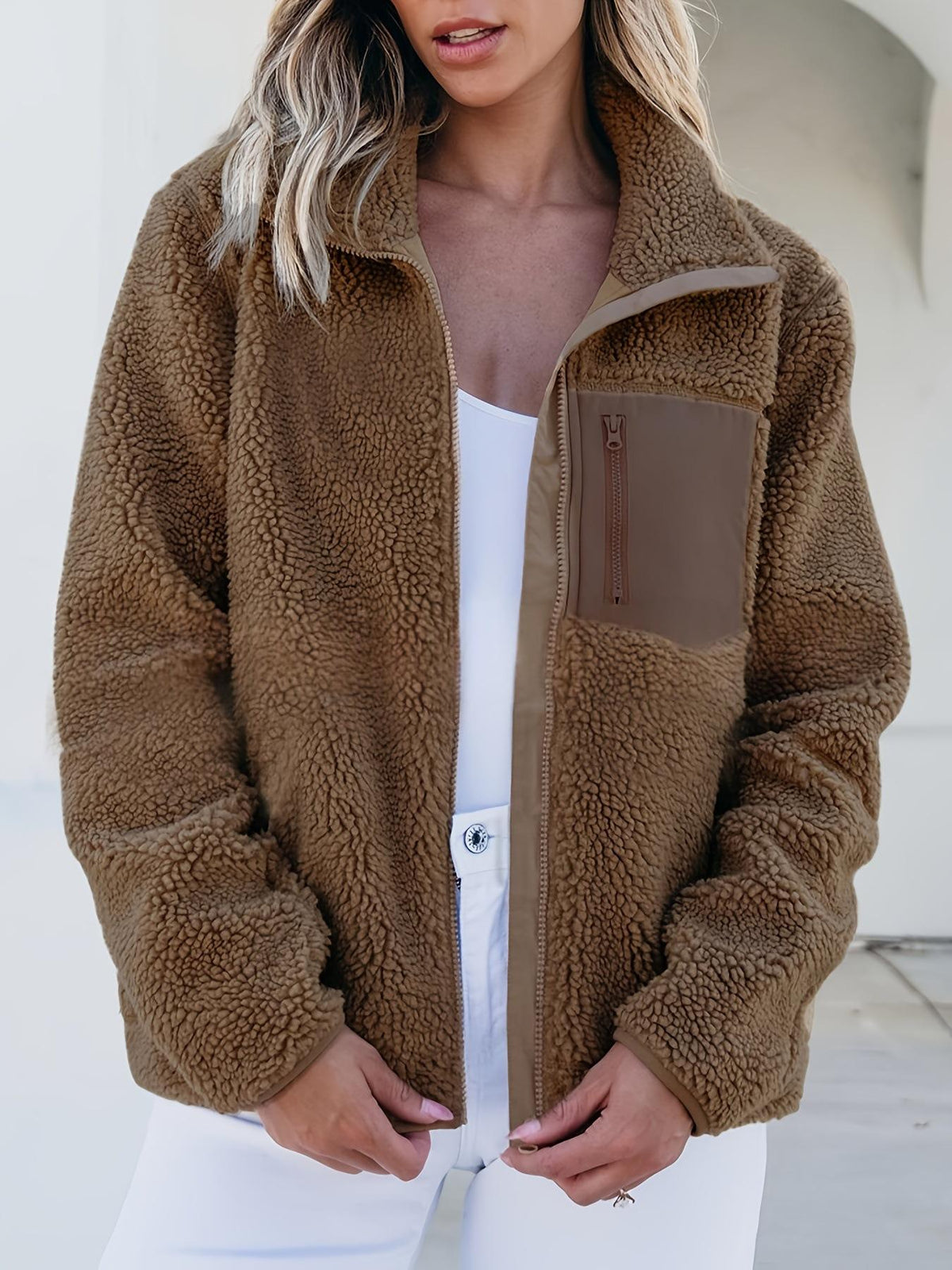 Giacca in pile da donna con cerniera - Casual e calda